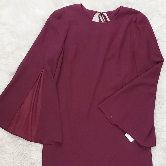 NEW Dress The Population Lillie Maroon Long Sleeve Minidress - Picture 4 of 10